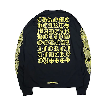 Chrome Hearts Sanskirt Cross Yellow Graphic Long Sleeve Sweatshirt Black Unisex CH-064