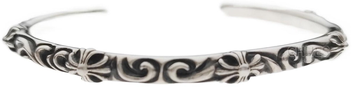 chrome-hearts-sbt-cross-totem-925-silver-open-bangle-unisex-couple-design-silver-ch00001073