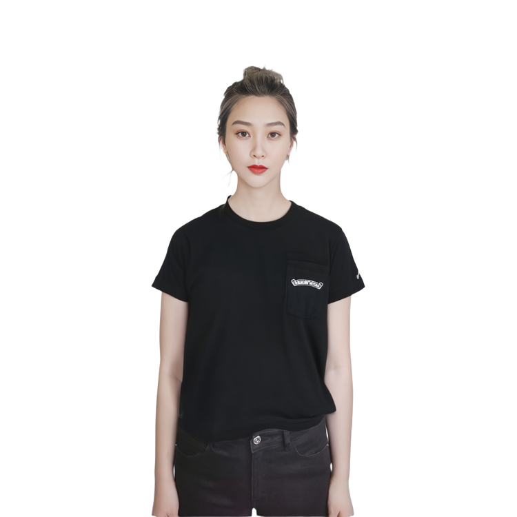 Purchase Chrome Hearts Scroll Label Unisex Hitam Kaos Lengan Pendek CH-061