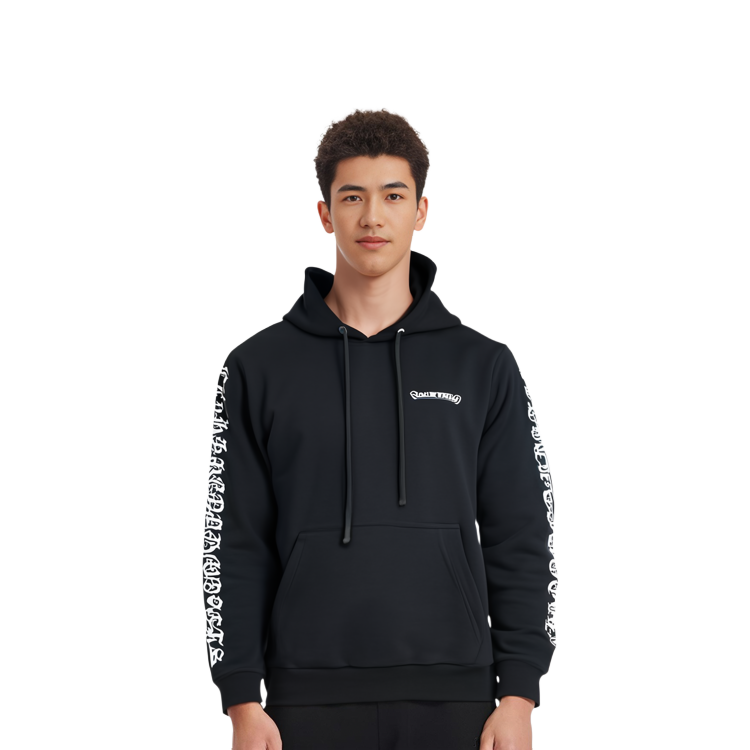 Shop 크롬하츠 스크롤 로고 블랙 후드티 유니섹스 CH-175