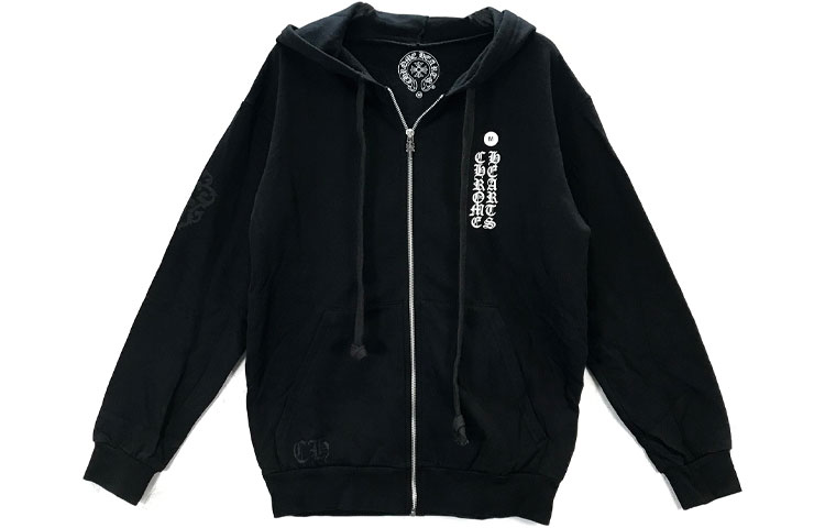 Chrome Hearts Scroll Phantom Cross Zipper Hoodie Black Unisex CH-488