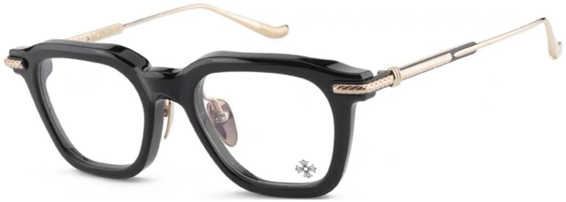 chrome-hearts-sculpted-925-silver-black-square-optical-glasses-unisex-couple-style-cumption-a-bk-gp