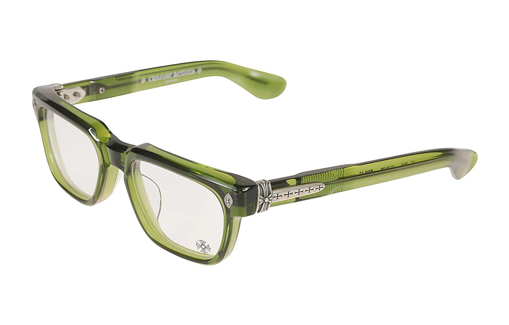 Chrome Hearts Side Logo Square Optical Glasses Unisex Green Frame Pen 15-DOLV