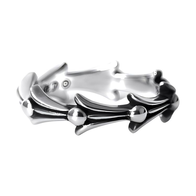 Chrome Hearts Silver Fishbone Wreath 925 Ring Unisex Couple's Edition CH-JZ-525