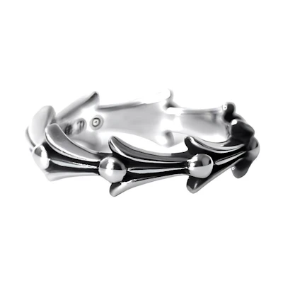Chrome Hearts Silver Fishbone Wreath 925 Ring Unisex Couple's Edition CH-JZ-525