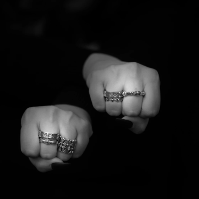 Cheap Cincin Chrome Hearts Silver Fishbone Wreath 925 Unisex Edisi Pasangan. CH-JZ-525