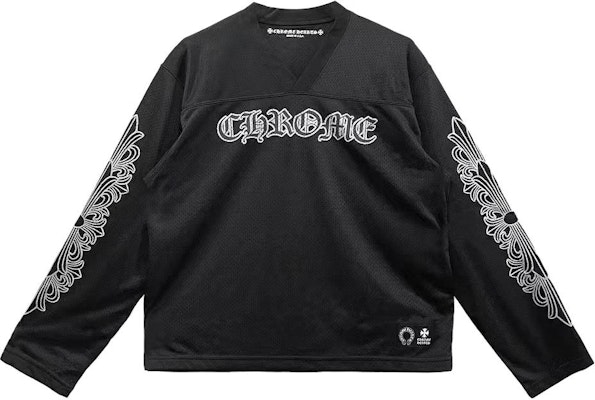 Chrome Hearts Bunga Perak Lengan Panjang Hitam Jersey Unisex. CH-196637 Buy Chrome Hearts Bunga Perak Lengan Panjang Hitam Jersey Unisex. CH-196637