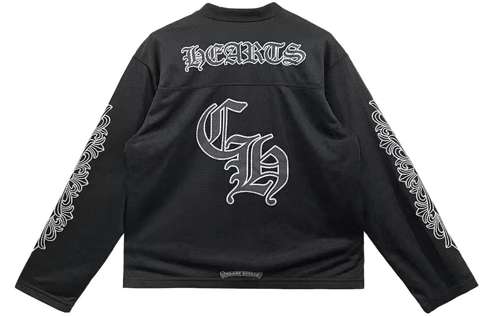 Lookbook Chrome Hearts Bunga Perak Lengan Panjang Hitam Jersey Unisex. CH-196637