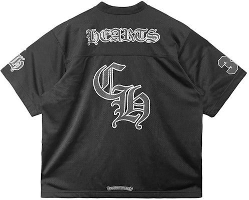 Chrome Hearts Kaos Jersey Hockey Unisex Logo Perak Warna Hitam. CH-20231186 Lookbook Chrome Hearts Kaos Jersey Hockey Unisex Logo Perak Warna Hitam. CH-20231186