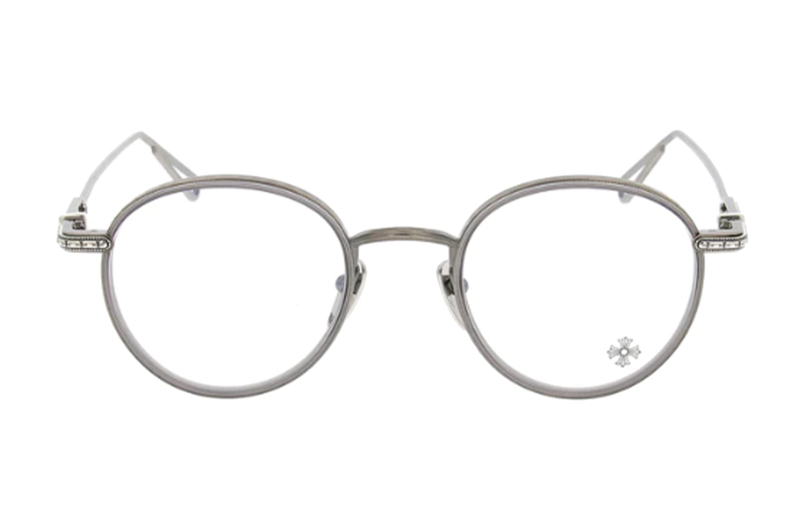 Chrome Hearts Silver Round Optical Glasses Unisex with Printed Embellishments SEXCELFLAS