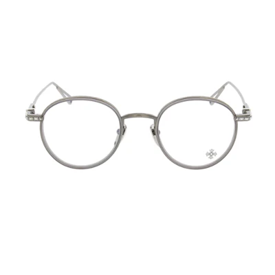 Chrome Hearts Silver Round Optical Glasses Unisex with Printed Embellishments SEXCELFLAS