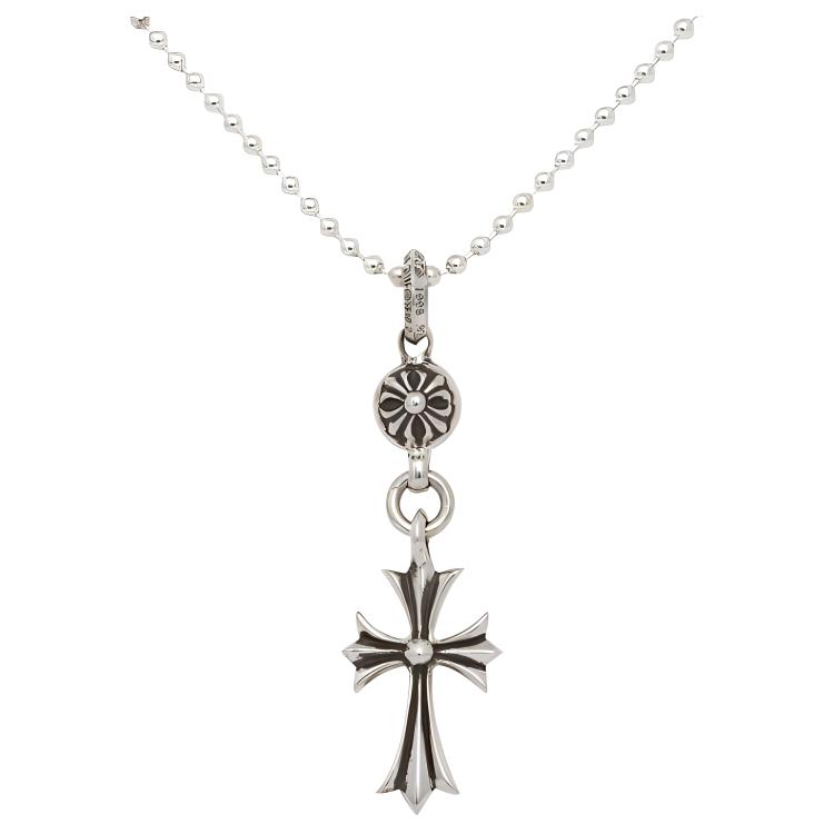 Chrome Hearts Single Ball Cross 925 Silver Pendant Necklace Silver Mens
