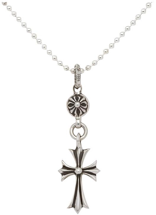 chrome-hearts-single-ball-cross-925-silver-pendant-necklace-silver-mens