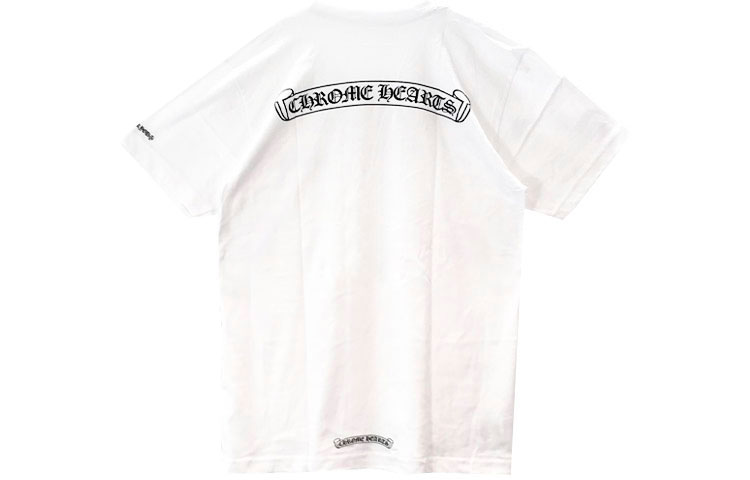 Lookbook クロムハーツ ソリッド カラー クルーネック Tシャツ ユニセックス ホワイト CH-0602