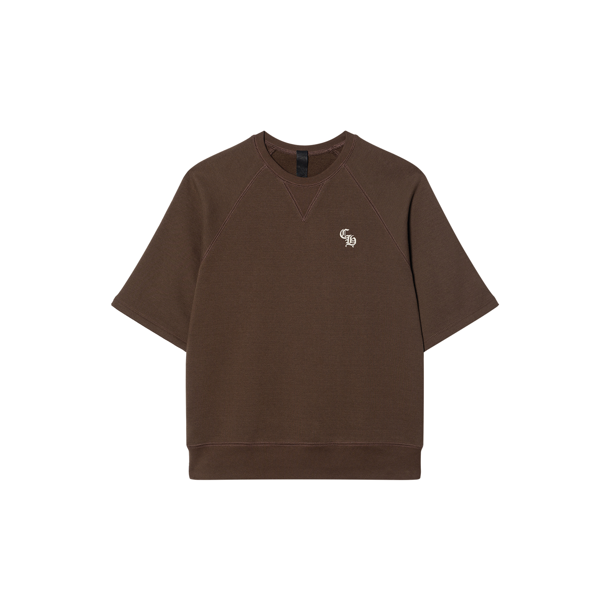 Chrome Hearts Solid Logo Embroidered Brown Crewneck Short Sleeve T-Shirt SS24 . CH-2024-9994