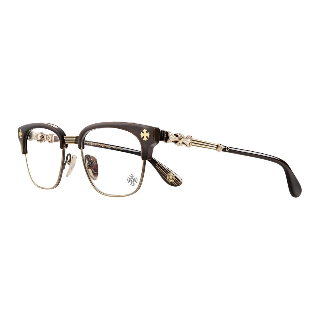 Chrome Hearts Square Optical Glasses Unisex Classic Brown/Antique Gold Design BONENNOISSEUR II CLB/AG