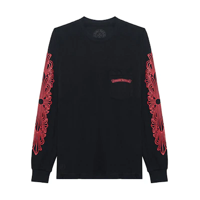 Chrome Hearts SS22 Black Floral Sleeve Long Sleeve T-Shirt. CH-2022343