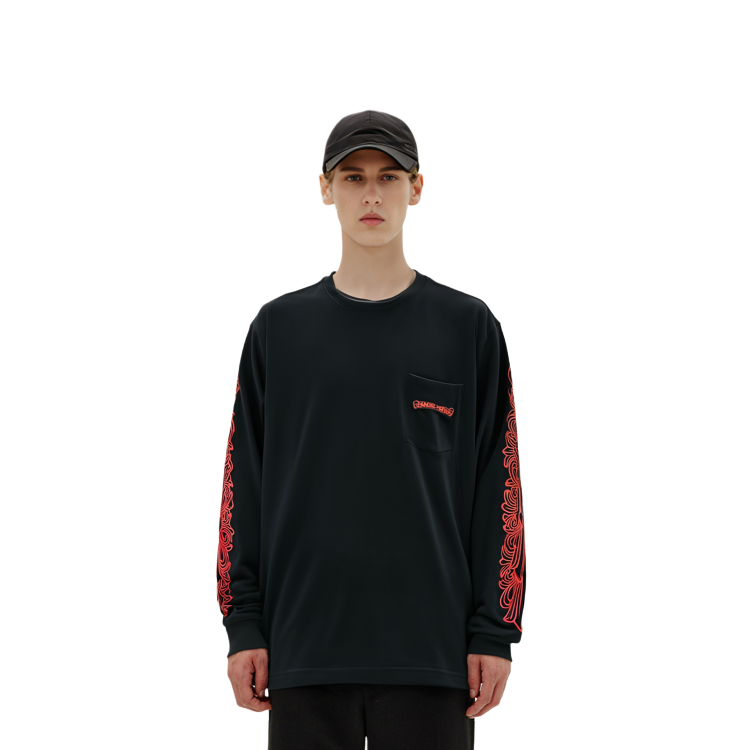 Shop Camiseta Manga Larga Negra Floral Chrome Hearts SS22. CH-2022343