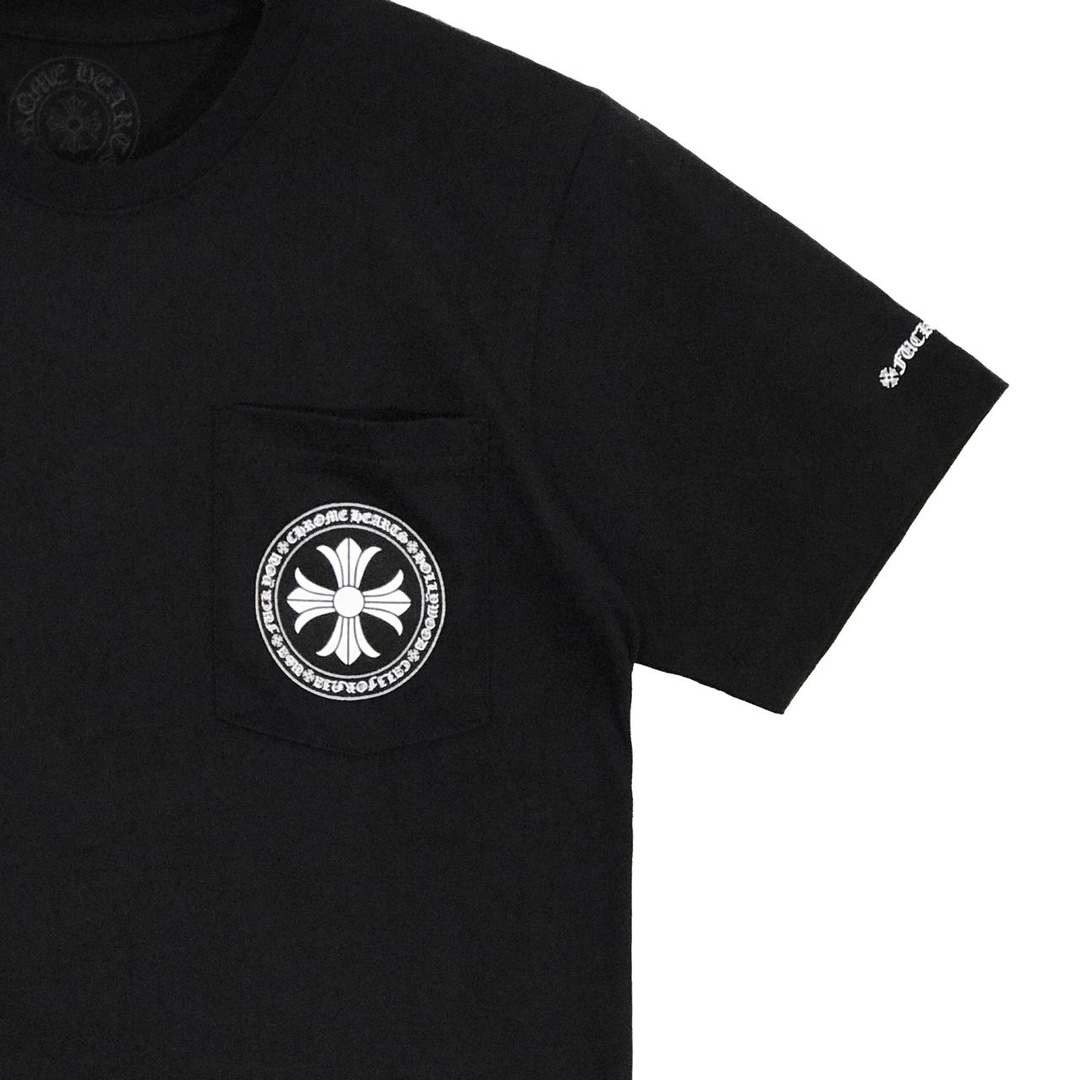 Shop Chrome Hearts SS22 黑色十字字母圖案男女休閒T恤 CH-202308042