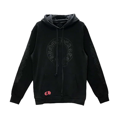 Chrome Hearts SS22 Black Hoodie with Lips Logo Emboss for Men CH-2022341