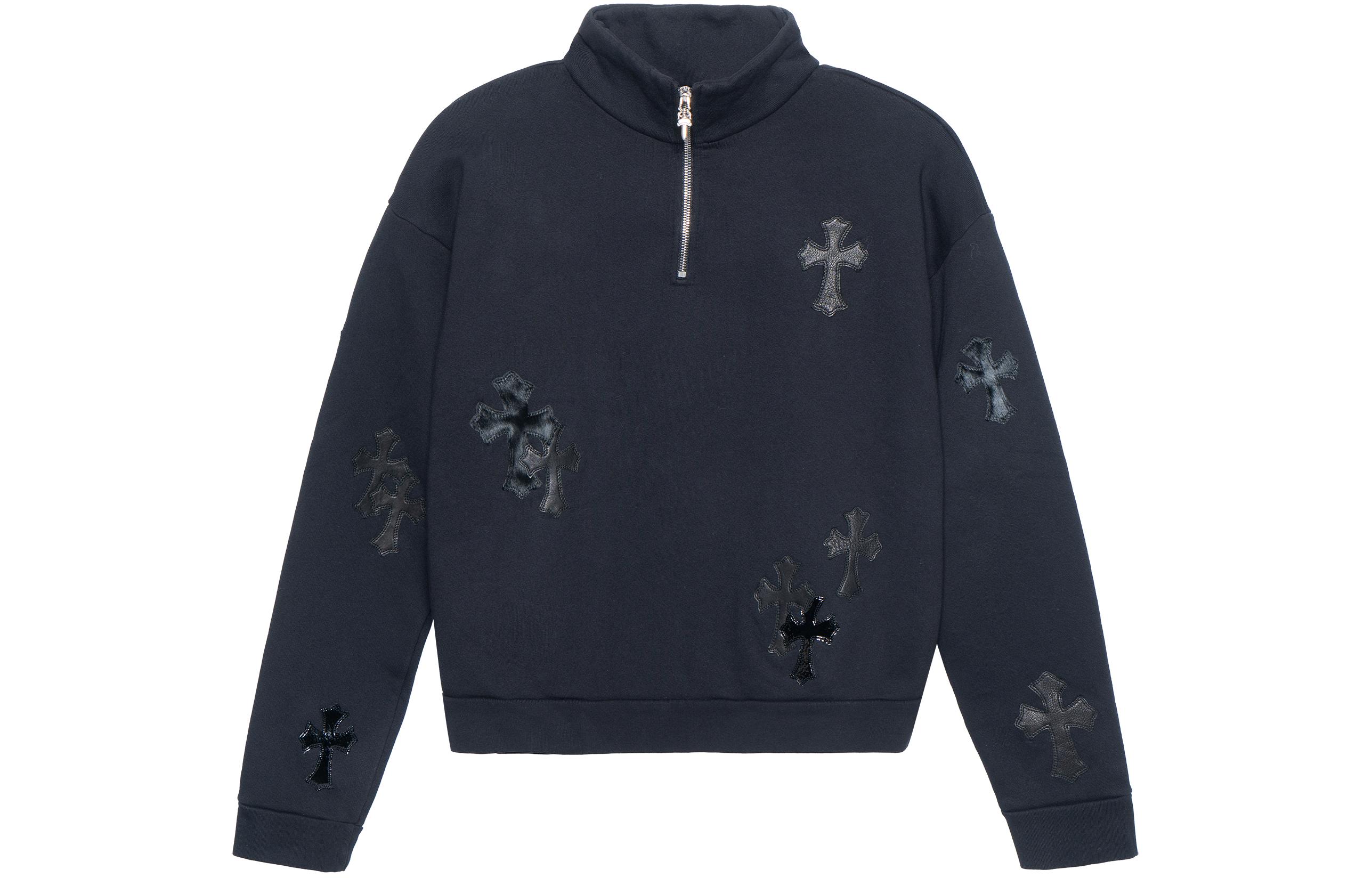 Chrome Hearts SS22 Cross Logo Half-Zip Mock Neck Sweatshirt Black Unisex CH-072503