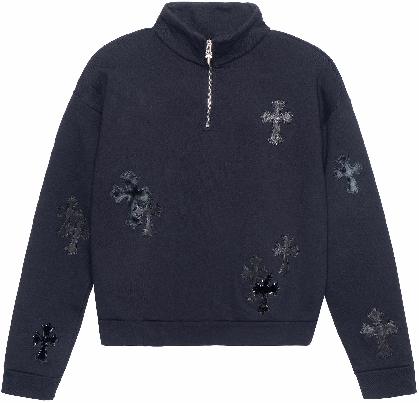 chrome-hearts-ss-22-cross-logo-half-zip-mock-neck-sweatshirt-black-unisex-ch-072503