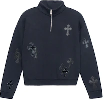Chrome Hearts SS22 Cross Logo Half-Zip Mock Neck Sweatshirt Black Unisex CH-072503 Chrome Hearts SS22 Cross Logo Half-Zip Mock Neck Sweatshirt Black Unisex CH-072503
