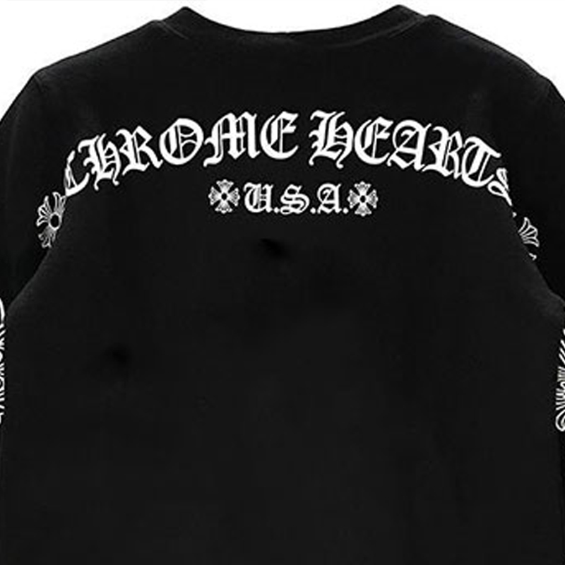 Shop Chrome Hearts SS22几何图案标志印花黑色圆领卫衣男女款 CH-2022422