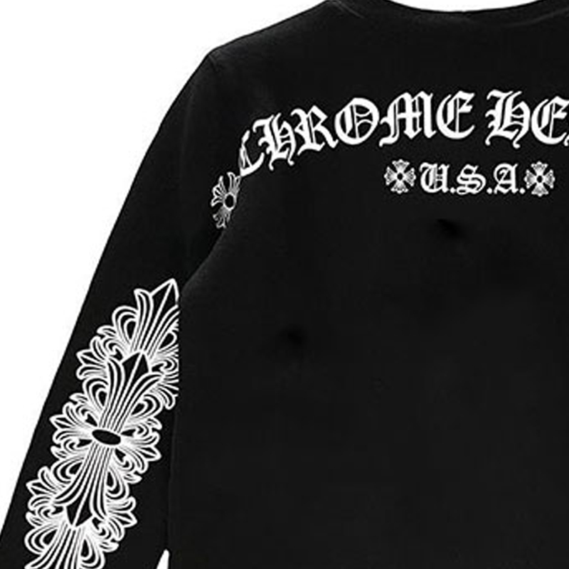 Purchase Chrome Hearts SS22几何图案标志印花黑色圆领卫衣男女款 CH-2022422