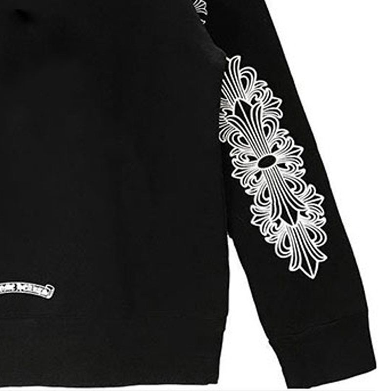 Sizing Chrome Hearts SS22几何图案标志印花黑色圆领卫衣男女款 CH-2022422