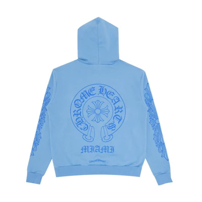 Chrome Hearts SS22 Miami Exclusive Logo Print Blue Hoodie Unisex Casualwear CH-061403