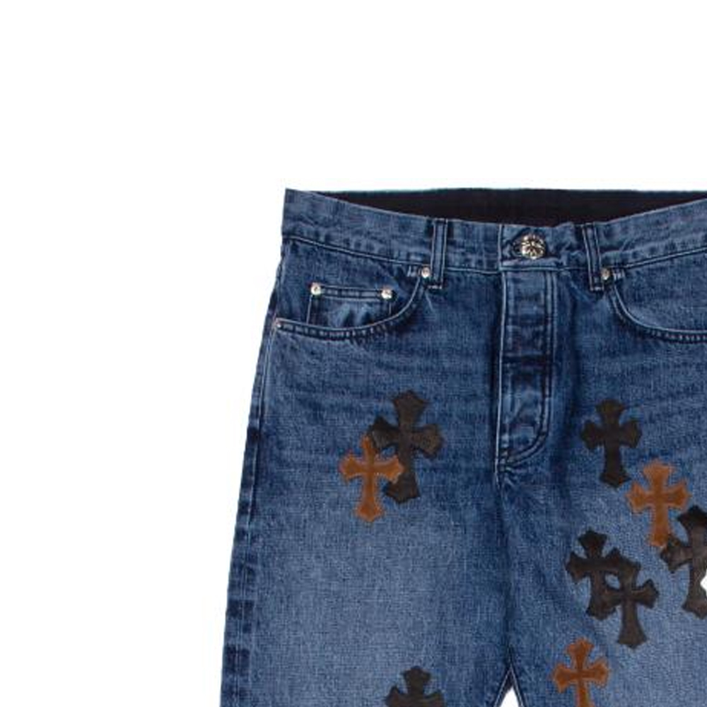 Shop Chrome Hearts SS23  Cross Patch Denim Jeans Blue CH-202321901