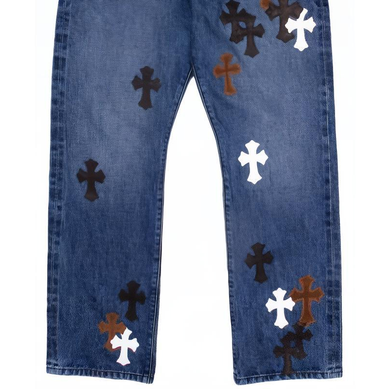 Sizing Chrome Hearts SS23  Cross Patch Denim Jeans Blue CH-202321901
