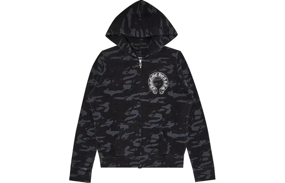Chrome Hearts SS23 Black Camo Graffiti Full-Zip Hoodie Jacket Mens CH-2023-1308