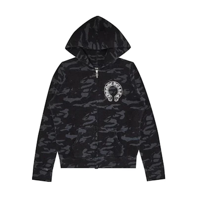 Chrome Hearts SS23 Black Camo Graffiti Full-Zip Hoodie Jacket Mens CH-2023-1308