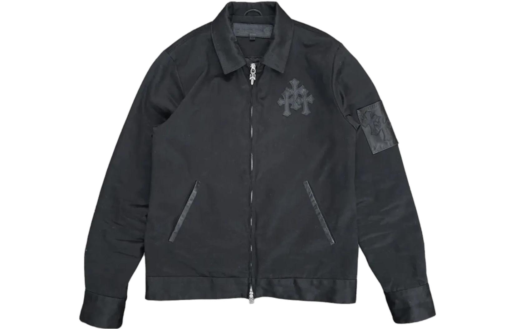 Chrome Hearts SS23 Black Plain Logo Patch Polo Collar Jacket CH-000097