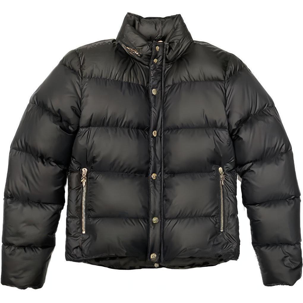 Chrome Hearts SS23 Black Puffer Jacket with High Collar Zip-Up Design for Men CH-000088