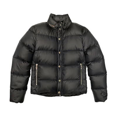Chrome Hearts SS23 Black Puffer Jacket with High Collar Zip-Up Design for Men CH-000088