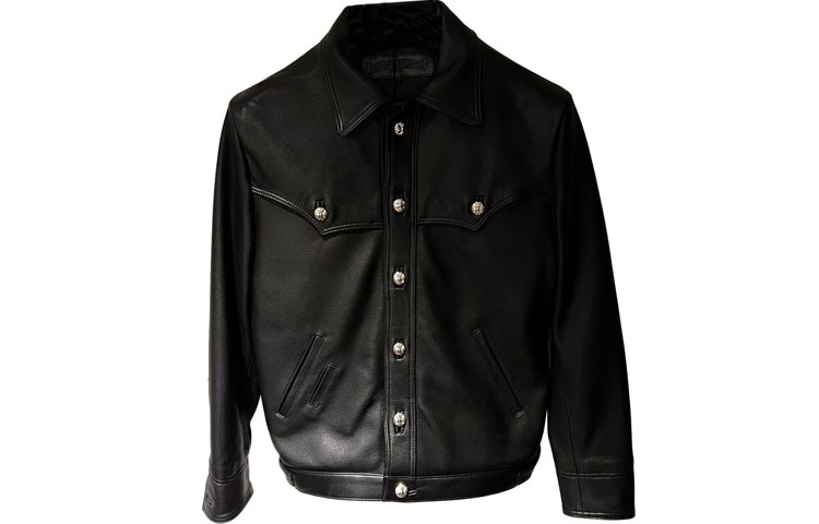 Chrome Hearts SS23 Black Solid Color Button-Up Long Sleeve Jacket for Men CH-0000136