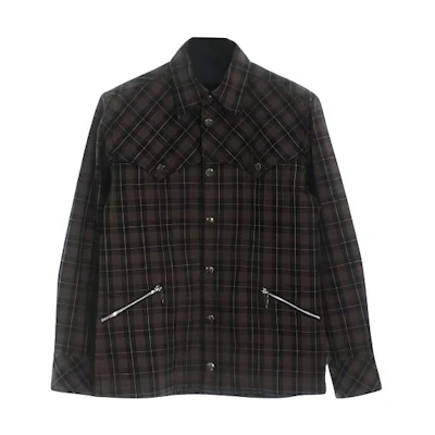 Chrome Hearts SS23 Brown Plaid Print Button-Up Jacket Long Sleeve CH-0000141