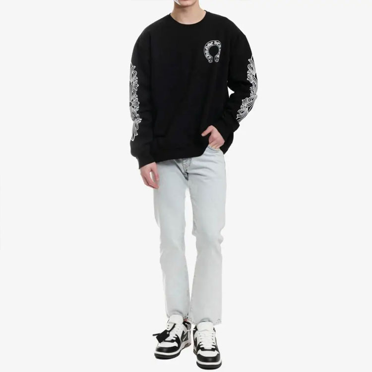 Shop Chrome Hearts SS23 Sweatshirt Logo Cross Unisex Hitam Graphic CH-20230316