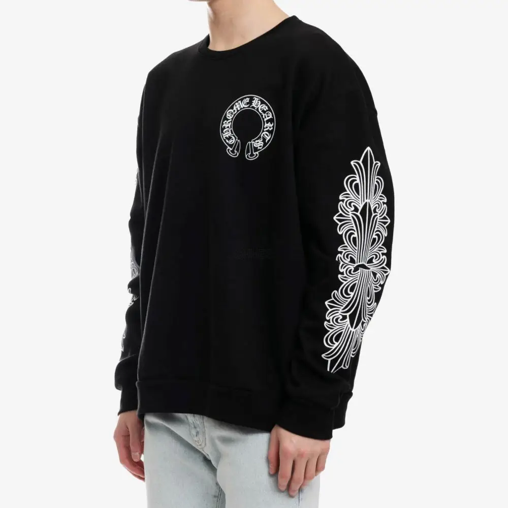 Purchase Chrome Hearts SS23 Sweatshirt Logo Cross Unisex Hitam Graphic CH-20230316