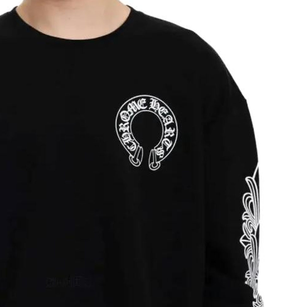 Sizing Chrome Hearts SS23 Sweatshirt Logo Cross Unisex Hitam Graphic CH-20230316