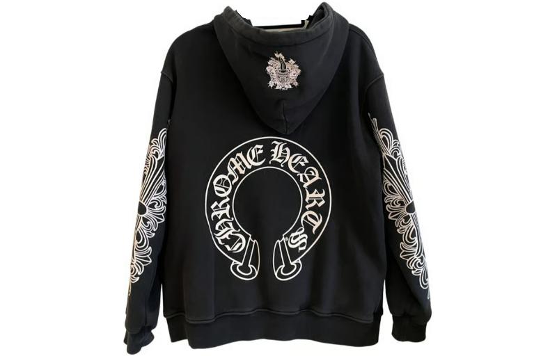 Chrome Hearts SS23 Horseshoe Logo Print Black Hoodie Jacket CH-0000193