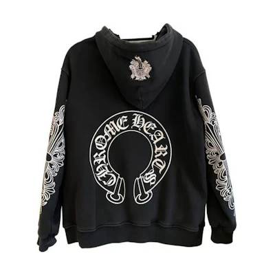 Chrome Hearts SS23 Horseshoe Logo Print Black Hoodie Jacket CH-0000193