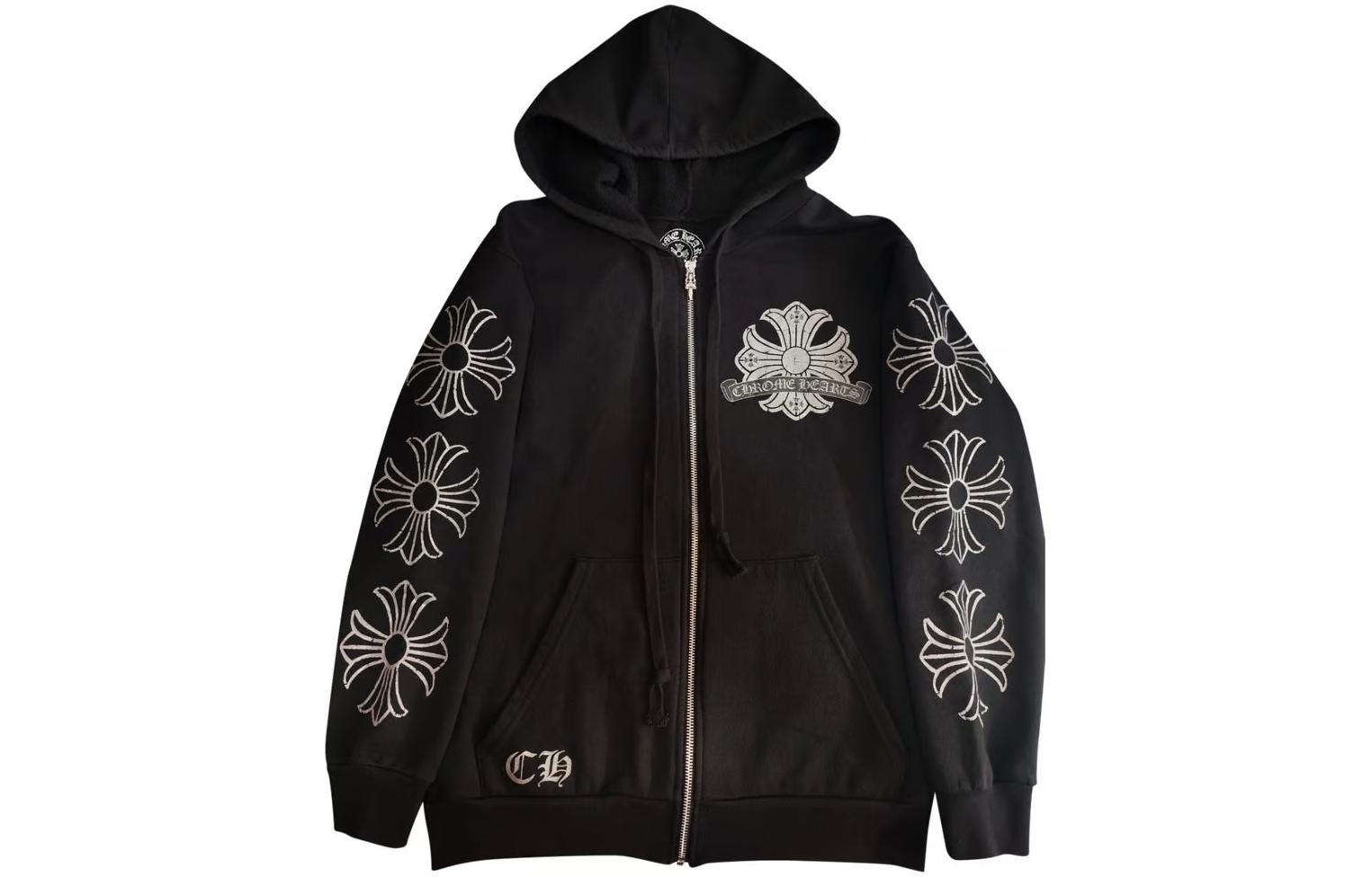 Chrome Hearts SS23 Logo Hoodie Black Zip-Up Sweatshirt CH-0000110