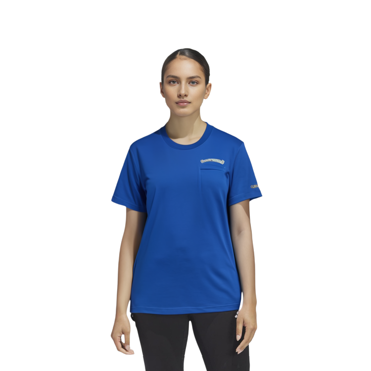 Shop クロムハーツ SS23 スクロールプリント ブルー ユニセックス 半袖Tシャツ. 202308073