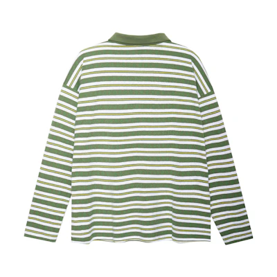Chrome Hearts SS23 Striped Logo Embroidered Long Sleeve Polo Shirt Green CH-036007303