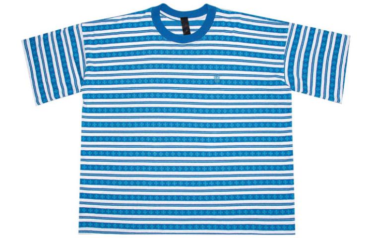 Buy Chrome Hearts SS23 Striped Logo Print Crewneck Short Sleeve Tee Blue - Men’s CH-036008149
