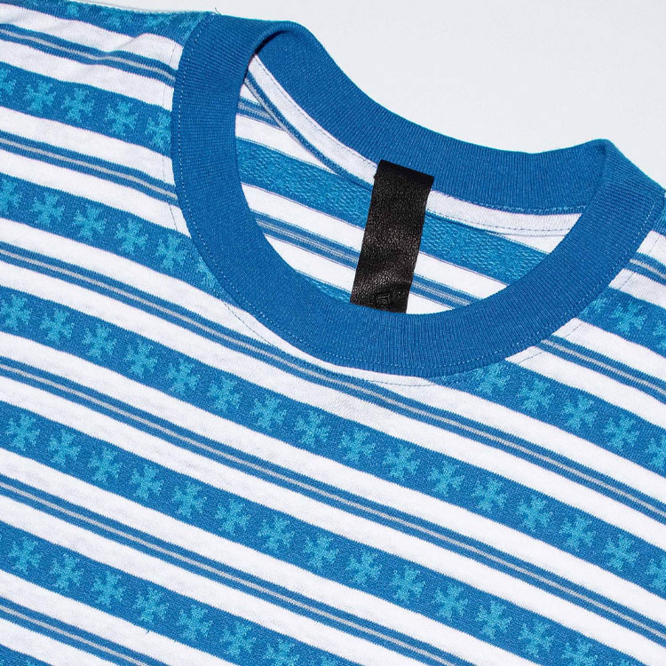 Shop Chrome Hearts SS23 Striped Logo Print Crewneck Short Sleeve Tee Blue - Men’s CH-036008149